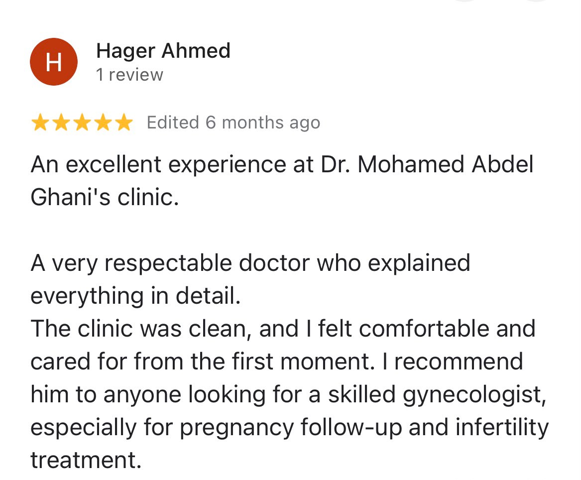 Patient review for Dr Mohamed Abdelghany – review 13