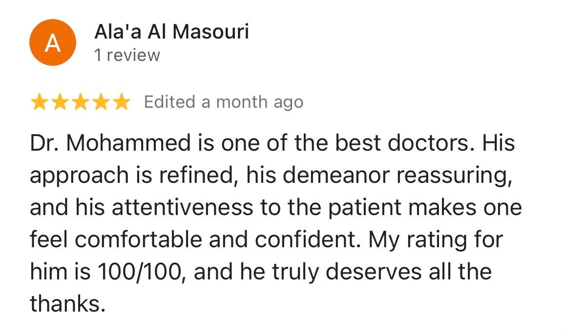 Patient review for Dr Mohamed Abdelghany – review 9